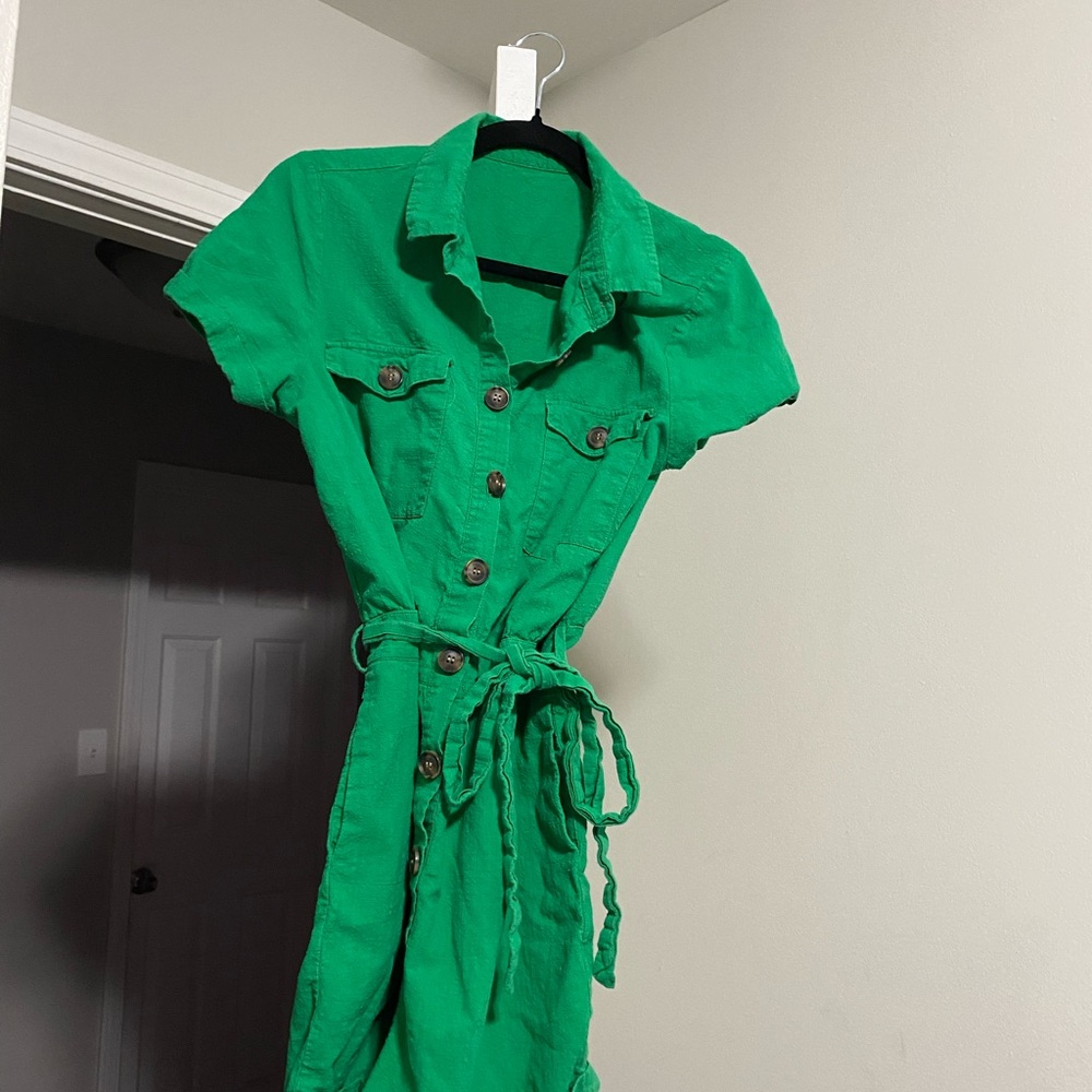 Vibrant Green Button-Up Jumpsuit
